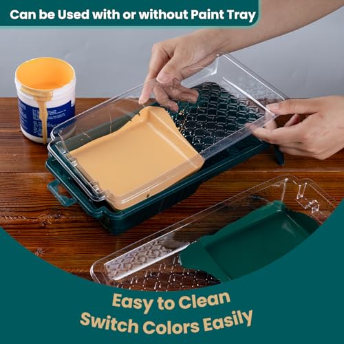 Paint Roller Kit, 17 Pack, 4 Inch Paint Roller, Small Paint Roller with Tray Liners, Paint Brushes for Walls, Microfiber Roller Covers, Mini Paint Kit for Painting Doors, Cabinets and Home - color: 4" paint roller kits, paint brush