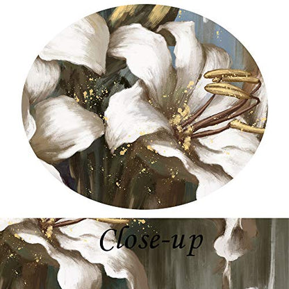 KREATIVE ARTS 5 Panel Flowers Canvas Wall Art Modern Wrapped Floral Artwork Giclee Canvas Prints White and Grey Tulip Paintings on Canvas Ready to Hang for Living Room (Large Size 60x32inch)