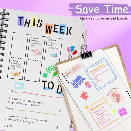 Yazhiji 36 PCS Journal Diary Stencils, Planner Stencils for Junk Journal Notebook Diary Scrapbooking DIY Supplie Drawing Template Journal Stencil 4x7 Inch
