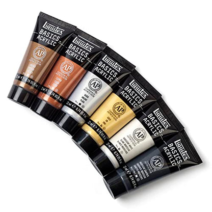 Liquitex BASICS Acrylic Paint Set, 6 x 22ml (0.74-oz) Tube Paint Set, Metallic & Iridescent - style: Metallic 6 x 22ml (0.74oz)