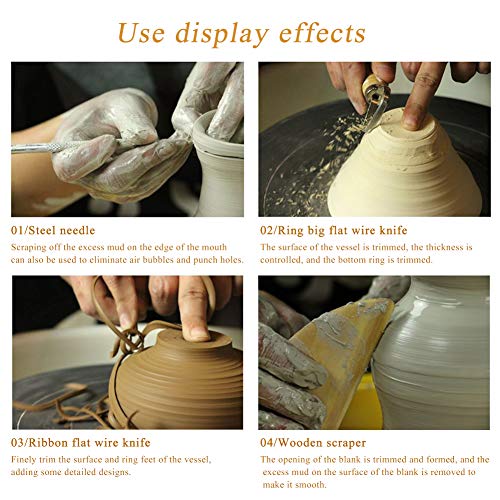 8 Pieces Pottery Tools, Clay Tools, Cay Sculpting Tool for Beginner Level Pottery and Smoothing, Cleaning, Carving, Shaping and Sculpting - color: Wood Color