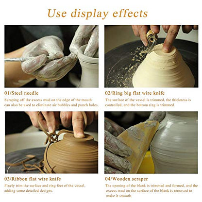 8 Pieces Pottery Tools, Clay Tools, Cay Sculpting Tool for Beginner Level Pottery and Smoothing, Cleaning, Carving, Shaping and Sculpting - color: Wood Color