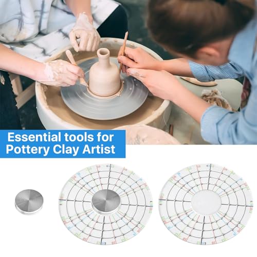 Akamino Ceramic Pottery Trimming Spinner Tools, Rotary Disc Pottery Wheel Trimmer Tool Clay Tools with Metal Pottery Throwing Wheel for Potters and Clay Artists(Large)