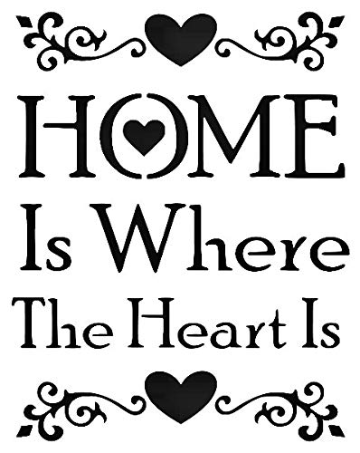 Home is Where The Heart is Reusable Sturdy Stencil Clear Custom Cut Plastic Sheet Template Cutout Sign DIY Supplies for Airbrush Painting Drawing 1-6x8 inch