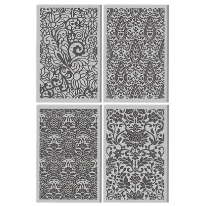 4 Pcs Bohemian Complex Flowers Pattern Polymer Clay Texture Sheet Rubber Clay Texture Mat for Polymer Clays Making Earrings Jewelry DIY Crafts, 4 × 2.5 Inch - style: Complex Flowers