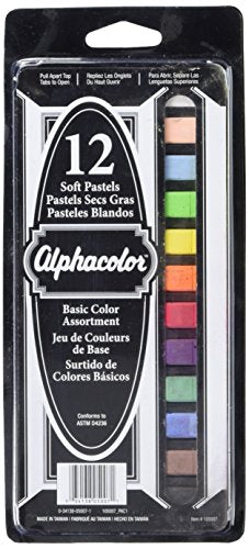 Derwent Alphacolor Soft Square Pastels, Basic Assortment, 12 Colors (105007) - size: 12 Count (Pack of 1)