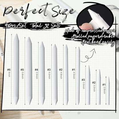 Fulmoon 288 Pcs Blending Stump and Tortillion Set Paper Art Blenders for Drawing Sketch Shading Pencil Oil Pastel Blender Tools Drawing Supplies for Artists Students and Beginners (Assorted) - style: Assorted