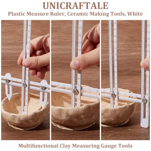 UNICRAFTALE Pottery Throwing Gauge Set White Pottery Height Measuring Ruler Acrylic Clay Craft Measuring Gauge Adjustable Pottery Ceramics Clay Tool for Pottery Making