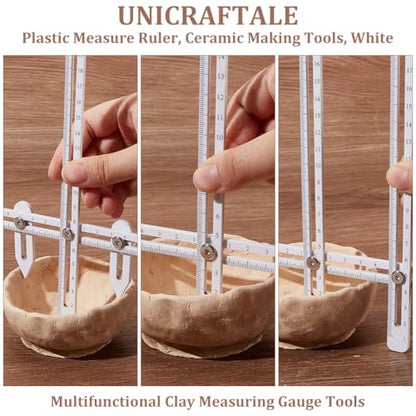 UNICRAFTALE Pottery Throwing Gauge Set White Pottery Height Measuring Ruler Acrylic Clay Craft Measuring Gauge Adjustable Pottery Ceramics Clay Tool for Pottery Making