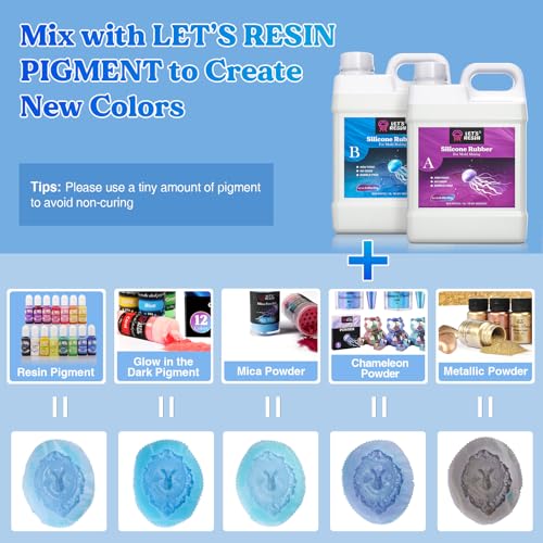 Bundle Set of LET'S RESIN Silicone Mold Making Kit and Black Epoxy Resin Pigment Paste