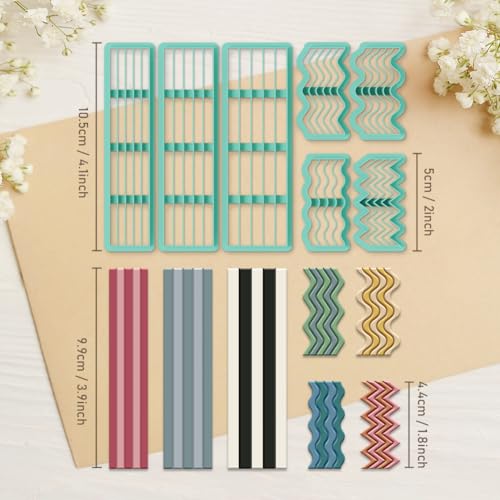 ORIGACH 7 Pcs Stripes Waves Polymer Clay Cutters Set Earring Clay Cutter DIY Craft Supplies for Earring and Jewelry Making - style: Stripes Waves