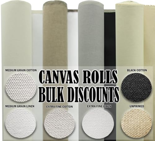 Canvas Rolls for Painting, Cotton Duck Canvas Fabric by the Yard. 62"x25 Yd (75 Ft) 10oz Blank Unprimed Raw Canvas Unstretched Cloth, Quality Fabric Roll for Painters, SDK Murals, Artists, Backdrops - color: UNPRIMED, size: 62" 25 Yds 10oz. Unprimed Cotto