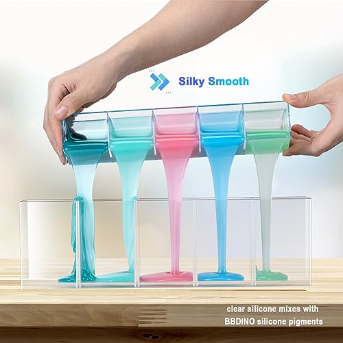 BBDINO Silicone Mold Making Kit Super Elastic Clear Liquid Silicone 4.4 Lbs | 1A:1B Mixing Self Degassing Platinum Fast Cure Soft Mold Making Silicone Ideal for Molds Casting of Resin/Candle/Soap/Plaster - color: 70.6 Oz Clear
