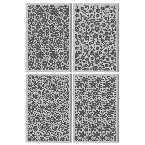 4 Sheets Cherry Blossoms Clay Texture Mat Flower Polymer Clay Texture Sheets DIY Tools for Pottery Earring Jewelry Making Stamp Engraving Machines, 3.9x2.6inch - style: Cherry Blossoms