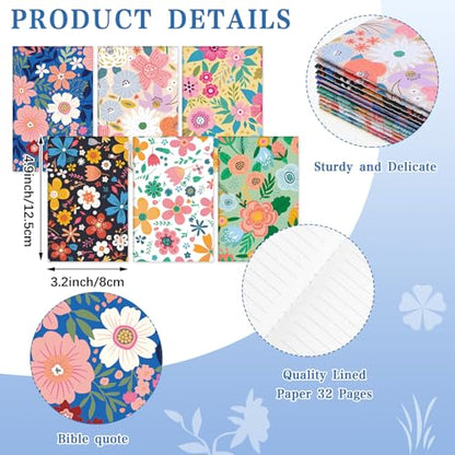 Motiskyy 24 Pcs Floral Pens Flower Ballpoint Pens Flower Notepads Set Design Line Notebook Employee Gifts Set for Student Womens History Month School Supplies, Valentine's Day, Mother's Day Gift - style: Classic