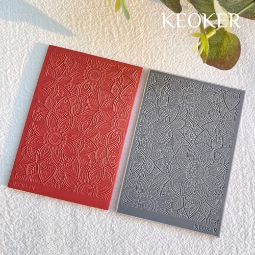 Keoker Polymer Clay Texture Sheets Set, Works with Boho Polymer Clay Cutter,The Same Effect as Polymer Clay Texture Roller, Boho Texture Sheets for Polymer Clay, Clay Earring Molds for Earrings (2) - color: Boho2