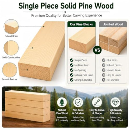 4 Pcs Unfinished Wood Blocks, 3x10x1 Inch Wooden Block, Wood Carving Blocks for Crafting Home Crafts DIY Supplies Carving Crafting - size: 3x10x1 Inch