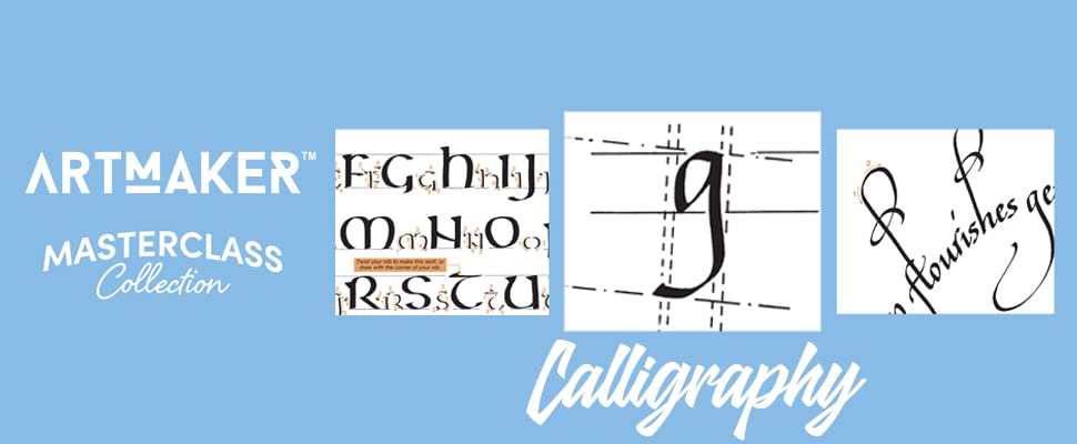 Art Maker Masterclass Collection: Calligraphy Art Kit - Beginner to Advanced Calligraphy - Calligraphy Guide - Calligraphy Equipment - Craft Kits - Arts and Craft for Adults - style: Calligraphy