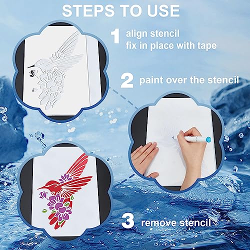 MAYJOYDIY Magic Poker Dice Stencil 11.8×11.8inch Large Playing Cards Dice Stencil with Paint Brush Magic Flame Skull Snake Templates for Wood Canvas Paper Fabric Wall Glass - color: Magic Poker Dice