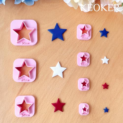 Keoker Stars Clay Cutters - 7 Pcs Fourth of July Polymer Clay Cutters, Independence Day Clay Earring Cutters, 4th of July Clay Cutters, Stars Polymer Clay Cutters (Stars) - color: Stars