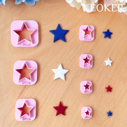 Keoker Stars Clay Cutters - 7 Pcs Fourth of July Polymer Clay Cutters, Independence Day Clay Earring Cutters, 4th of July Clay Cutters, Stars Polymer Clay Cutters (Stars) - color: Stars
