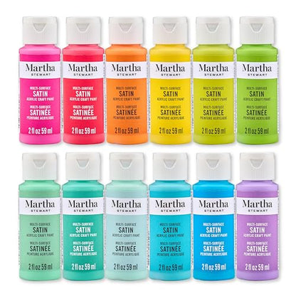 Martha Stewart, Multi-Surface Satin 12 pc Paint Set, Solar Brights - color: Solar Brights
