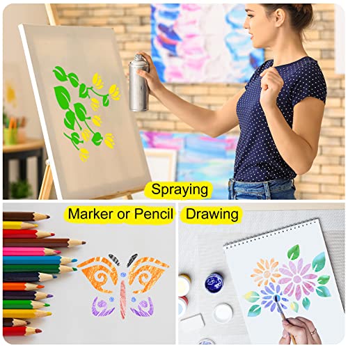 Marspark 72 Pcs Small Stencils for Crafts Reusable 3 Inch Stencils for Painting on Wood DIY Craft Paint Template for Wall Home Decor Card Rock Canvas Drawing Holiday (Flowering Plants) - style: Flowering Plants