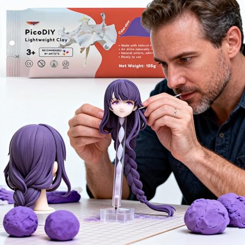 Lightweight Clay - Air Dry Clay, Ultra Light & Soft, Safe & Non-Toxic, Moldable & Flexible, DIY Modeling Clay for Anime Figures, Sculpting, Molding, Creative Art Crafts - color: Purple