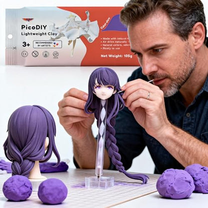 Lightweight Clay - Air Dry Clay, Ultra Light & Soft, Safe & Non-Toxic, Moldable & Flexible, DIY Modeling Clay for Anime Figures, Sculpting, Molding, Creative Art Crafts - color: Purple