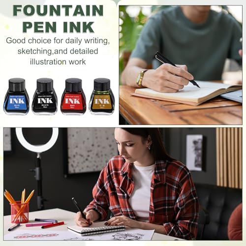 PATIKIL Fountain Pen Ink Bright Blue, 30ml Calligraphy Pen Bottled Ink Non-Carbon Colorful Smooth Flow Color Dip Drawing Set Art Supplies for Writing Painting Journaling - color: Bright Blue