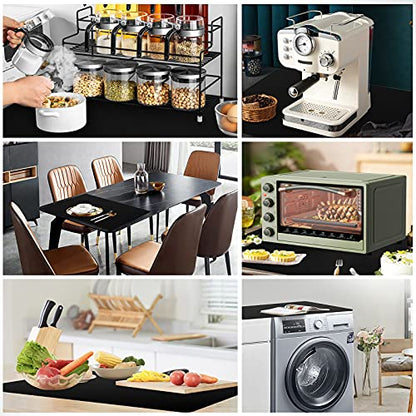 Ewen 25.6x17.7in Large Silicone Kitchen Counter Mat, 2mm Thick Heat Resistant Countertop Protector, Baking Silicone Mat under Air Fryer Toaster Oven Microwave Coffee Maker Cutting Board Drill Black - color: Black, size: 25.6"L x 17.5"W