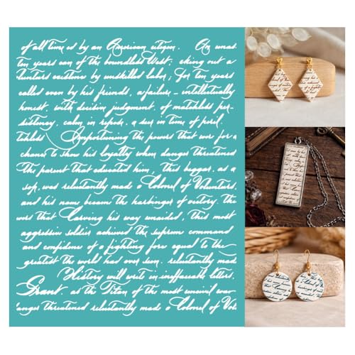 2 Sheets French Script Textured Silkscreen Stencil, Vintage Calligraphy Self-Adhesive Silk Screen Printing Stencils Reusable Mesh Stencil for Painting on Wood, T-Shirt, Home Craft - color: French Script