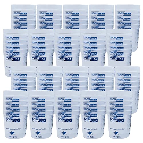 16 Oz Paint Mixing Cups - Bulk Pack of 100 Graduated Mix Cups - Use for Painting, Resin, Epoxy, Art, Kitchen, Cooking, Baking - Liquid Measuring Mixing Ratios ratios on Side