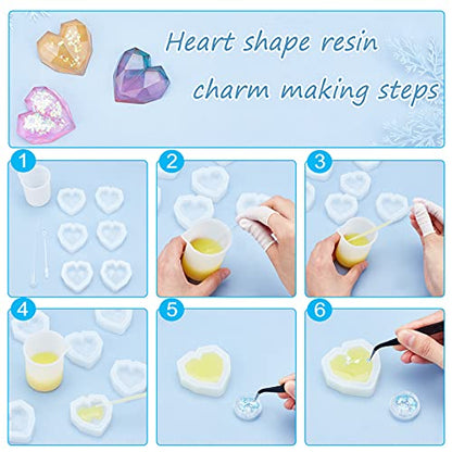 arricraft 10 Pcs Faceted Heart Silicone Resin Molds, Resin Casting Molds for for Resin Jewelry DIY Craft-Clear - color: Faceted Heart
