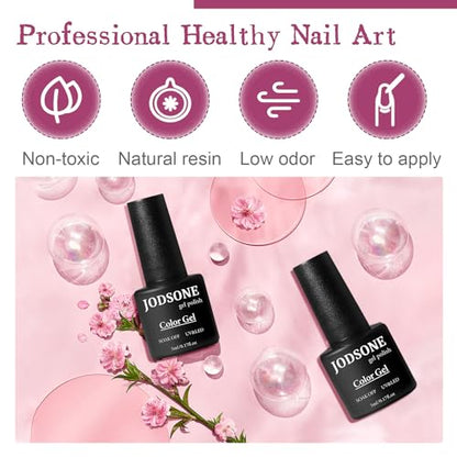 JODSONE Gel Nail Polish Starter Set Ribbon Glitter Summer Light Winter Dark Glossy 36-Piece Multi-color Gel Nail Polish Set - color: B25