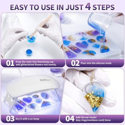SHORE RESIN 500g UV Resin Kit, Crystal Clear UV Resin | Fast-Curing UV Resin with Gloss Finish for Jewelry Making, Coating, Casting and DIY Crafts - size: 500g