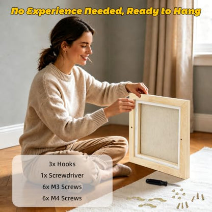 3 Pack 12 x 12 inch Floater Frame Canvas –Gallery Wrapped Canvas Set with Cotton-Linen Blend (400 GSM), 15 oz Acid-Free, Warp Resistant, Strong Three-dimensionality, Ready to Hang for Oil and Acrylic - size: 3pk - 12x12"