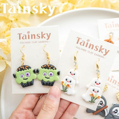 Tainsky Halloween PolymerClay Cutters - 20 Shapes Fall Polymer Clay Cutters for Earrings - color: Set D