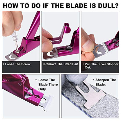 Elegant Violet Red Premium Adjustable Stainless Steel Artificial Acrylic Fake False Nail Tip Clipper Cutter Trimmer Manicure Pedicure Sharp Blade Clip Tool For Salon Home Nail Art Beauty Design DIY - color: Elegant Violet Red