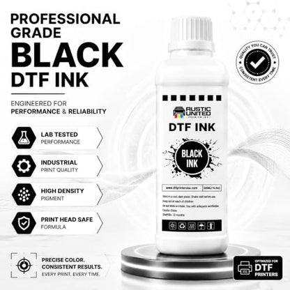 Premium DTF Ink Refill 500ml for Heat Transfer Printing, Compatible with Epson ET-8550, ET-8500, XP-15000, L1800, L805, R1390, R2400, DX5, DX7, XP600, I3200 Printers (Black, 500ml) - color: Black, size: 500ml