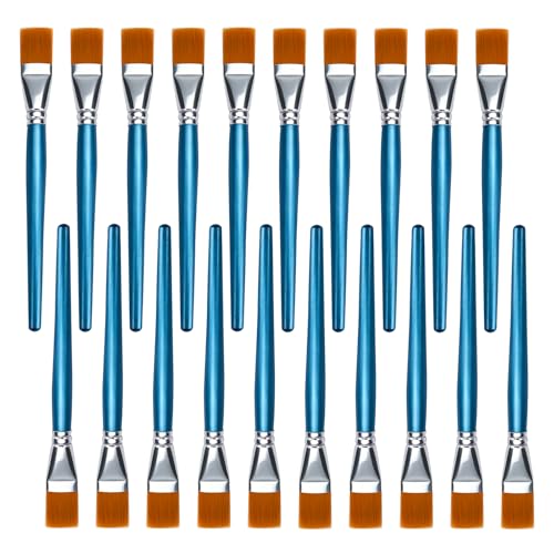 JEAWIWI 20 Pcs 1 Inch Flat Paint Brushes for Acrylic Painting, Bulk Synthetic Paint Brushes, Large Artist Paintbrushes for Watercolor, Oil, Crafts, Rock Painting, Face Body Art, Blue - size: 20 PCS