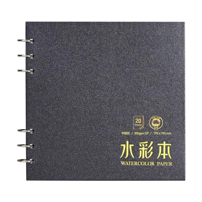 Lightwish Square Watercolor Journal,100% Cotton,300gsm/140lb,Acid-Free,20 Sheets Cold Press Watecolor Paper Sketchbook for Artists Adults Students,7.68 * 7.68 Inches - color: Dark Grey