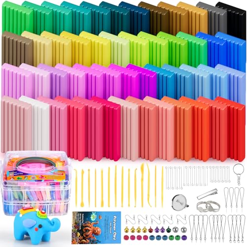 Ixiaoyoo 51 Colors Polymer Clay, DIY Modeling Clay Starter kit for Kids, Oven Baked Model Clay Art & Crafts Toys with Sculpting Tools, Non-Sticky, Birthday & Christmas Gift for Kids & Adults Artists - color: 51 Colors