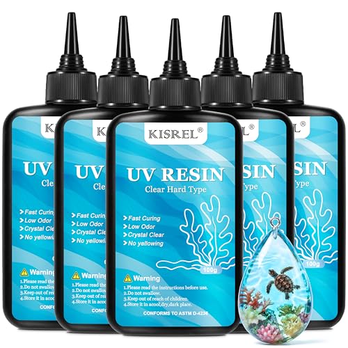 KISREL UV Resin Kit 500g Hard Type Crystal Clear UV Resin Glue, No Yellowing Fast Curing UV Resina for DIY Crafts, Jewelry Making, Molds Casting