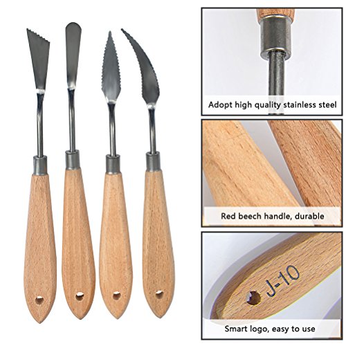 FOCCTS 13 Pcs Palette Knife Set, Stainless Steel Spatula Knives, Wooden Handle Painting Pallet Knife Set for Oil, Acrylic Mixing, 13 Distinctive Blade Shapes