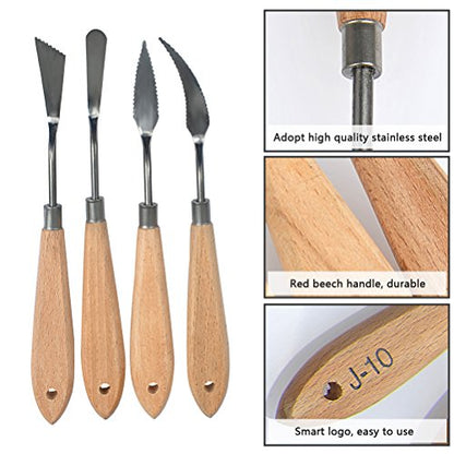 FOCCTS 13 Pcs Palette Knife Set, Stainless Steel Spatula Knives, Wooden Handle Painting Pallet Knife Set for Oil, Acrylic Mixing, 13 Distinctive Blade Shapes