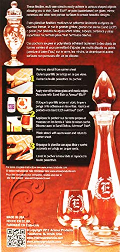 Over'N'Over Reusable Glass Etching Stencils – Durable Self-Stick Designs for Glass, Mirrors, and Ceramics with Armour Etch Cream – 5” x 8” Stencil Sheet - Sparkle Borders