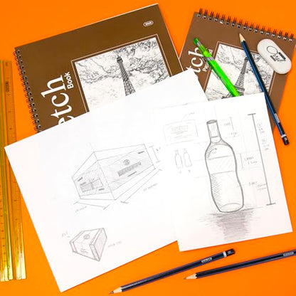 BAZIC Products Spiral Sketch Pad, Top Bound, 6 x 8 in, 50 Sheets, 48-Case | 50-sheet spiral sketch pad, smooth drawing paper for sketching, shading - color: 50 Sheets - 6"x8", size: 48-Pack