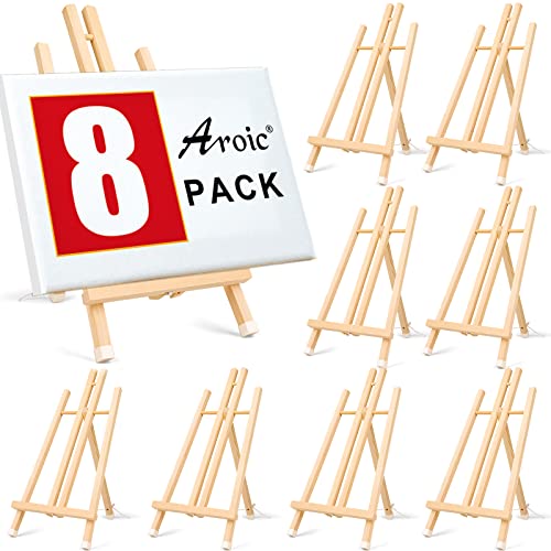 AROIC 8 Pack 15 Inch Wood Easels, Easel Stand for Painting Canvases, Art, and Crafts, Tripod, Painting Party Easel, Kids Student Table School Desktop, Portable Canvas Photo Picture Sign Holder. - style: 15"-8p