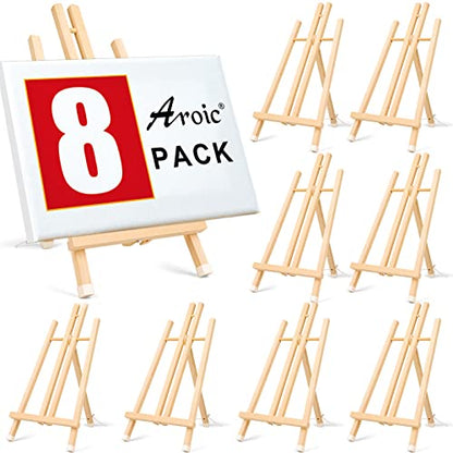 AROIC 8 Pack 15 Inch Wood Easels, Easel Stand for Painting Canvases, Art, and Crafts, Tripod, Painting Party Easel, Kids Student Table School Desktop, Portable Canvas Photo Picture Sign Holder. - style: 15"-8p